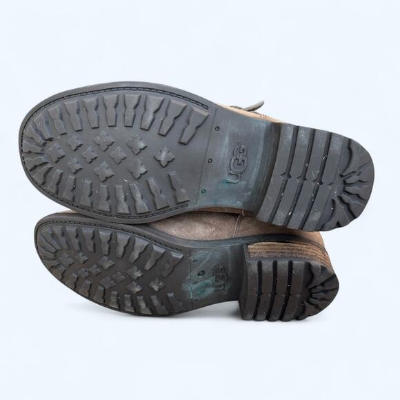 UGG Australia Chaney Brown Moto Engineer Boots Shearling Lined Suede Women's 8.5 - Picture 11 of 15